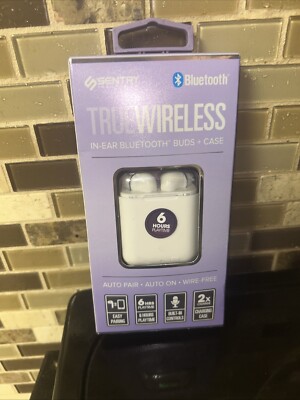 Sentry True Wireless Bluetooth Earbuds NIB Auto On Wire Free With Charging Case
