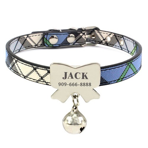 Collare personalizzato in pelle pu cane con targa etichetta ID gatto XS S M - Foto 8 di 15