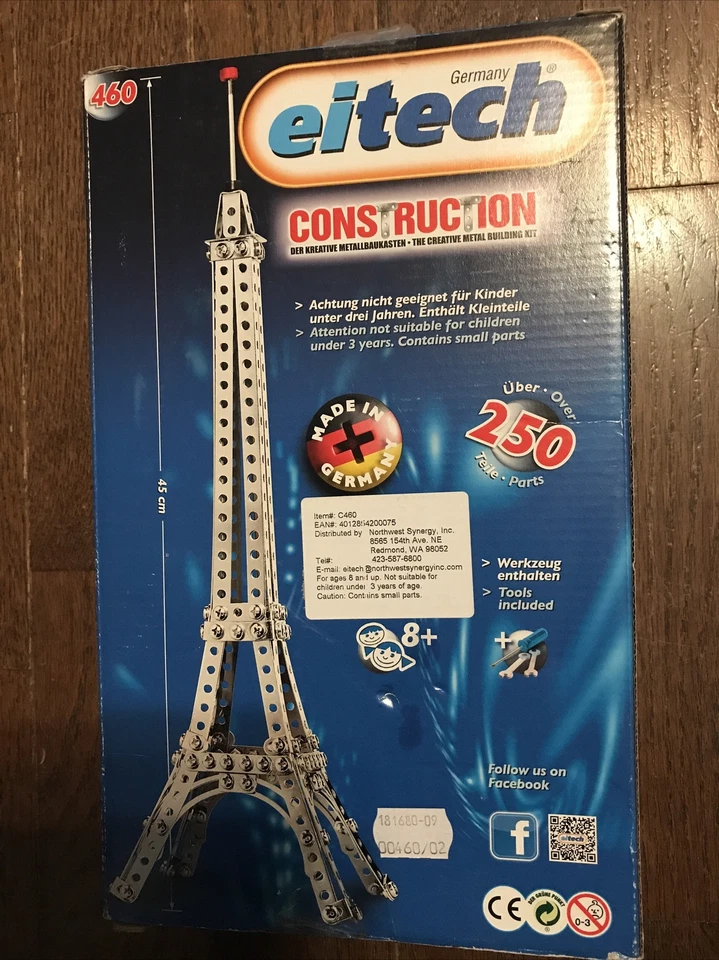 Complete Eiffel Tower C460 Creative Metal Building Kit By Eitech Germany W/Tools - Image 2 of 4
