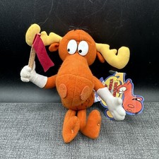 Bullwinkle J Moose Plush Rocky And Bullwinkle Stuffed Toy with Tag 2000 Vintage