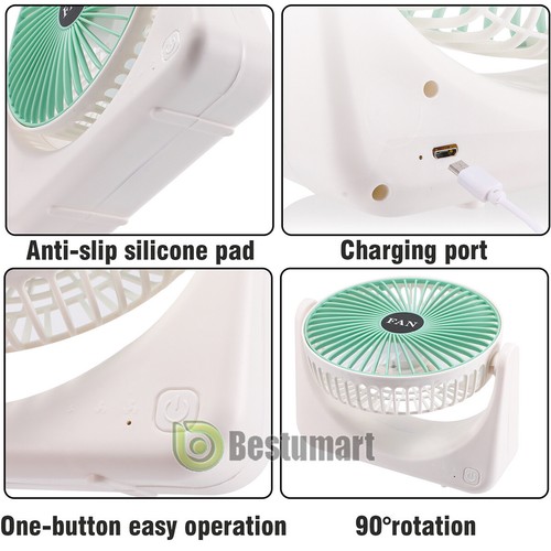 3.7V USB Rechargeable Desk Table Fan Personal Air Fan Quiet Portable Fan 3Speeds - Picture 11 of 24