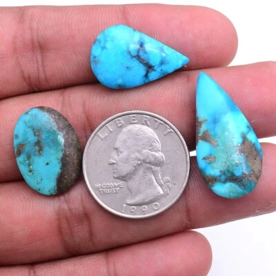 3 Stück Natürlich Persisch Türkis Top Qualität 20mm-29mm Cabochon Lose - Bild 1 von 4