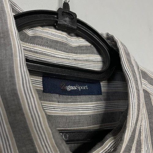 Ermenegildo Zegna Sport Striped Linen/Cotton Shirt Size M - Picture 7 of 8