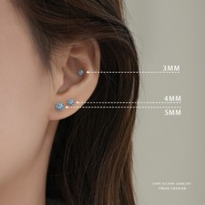 Set of 3 pairs CZ Stud Earrings Screw Ball Back Cartilage Tragus Earring Studs
