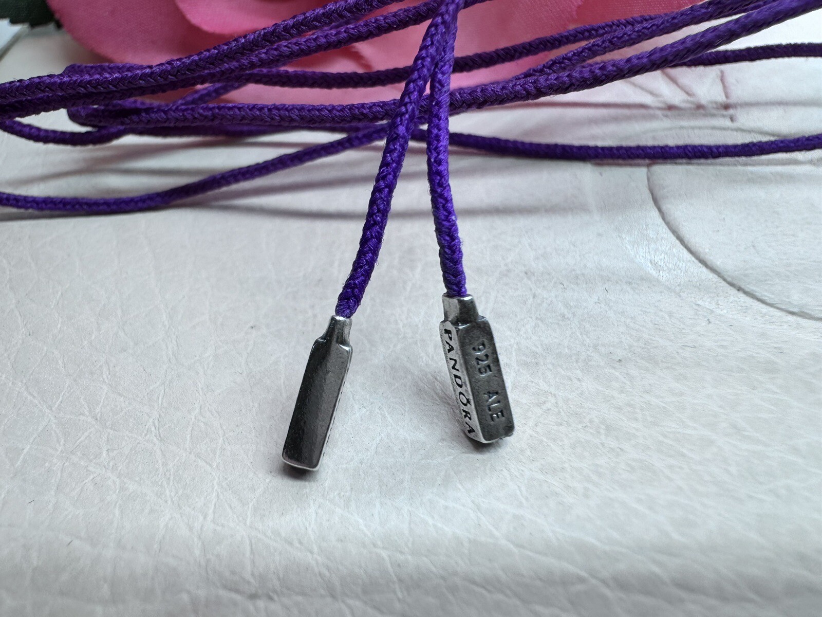 Authentic Pandora Purple Cord Necklace Bracelet Fabric Lariat 100cm