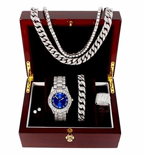 Herren königsblaues Zifferblatt, kubanisches Kettenarmband, Halskette, Kette & Ring - ST10327CRNT - Bild 8 von 80