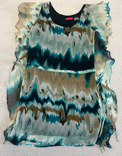 LINQ Los Angeles Silk Dress Medium Tunic Top Tie Dye Belted Adjustable