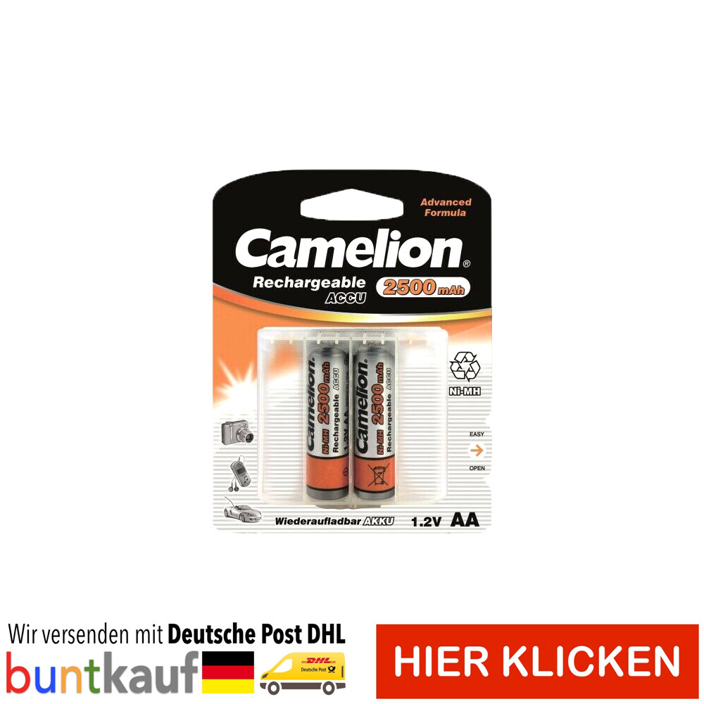 Camelion Akku 2 Stück Aa Lr6 2500mah Ni-mh Accu Inkl. Aufbewahrungsbox