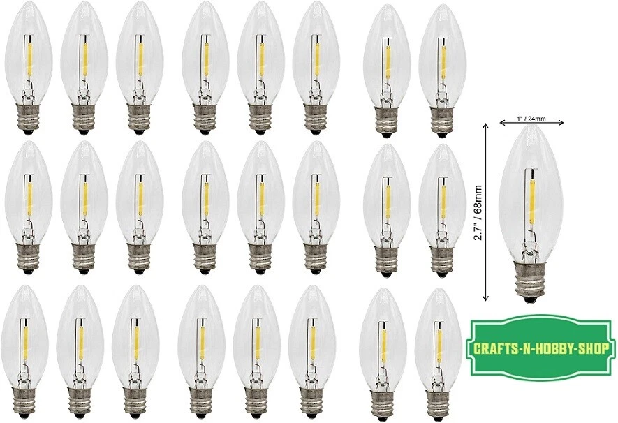 CRAFTS-N-HOBBY-SHOP Lot of 25 LED ~ Welcome Candle Lamp Replacement Candle Bulbs 0.7 W E12 Base