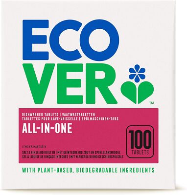 Ecover All-In-One Spülmaschinen-Tabs Zitrone Mandarine Reinigung 100 Stück 2 kg