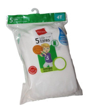 Hanes Toddler Boys' White Tagless Tanks 2T-4T 5-Pack