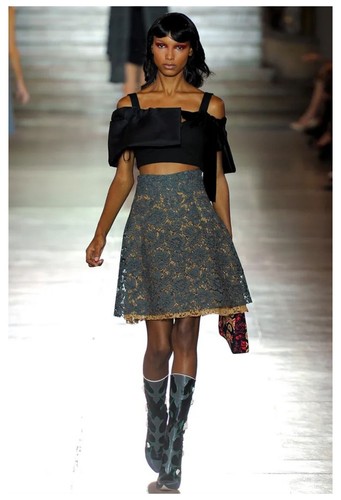 MIU MIU BLACK LEATHER BOOTS WITH BLUE ROSES 2012 - Picture 3 of 7