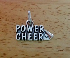 Sterling Silver 11x18mm Power Cheer Megaphone Cheerleader Charm