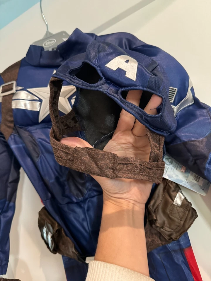 NEW Disney Store Boys Captain America Costume 2 2T Muscle Suit + Mask - Image 3 of 4