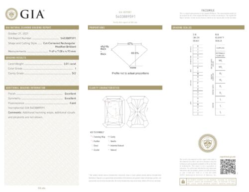 3.01 Carat Natural I Diamond Radiant, SI2 GIA Certified Real Jewelry For Women - Picture 2 of 6