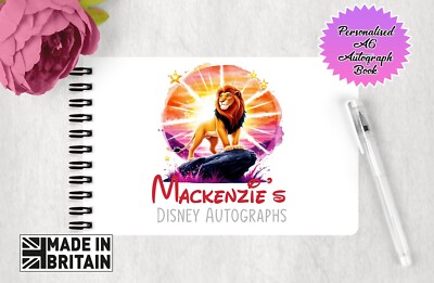 Personalisiertes Disney König der Löwen Simba Mufasa Autogramm Erinnerungsbuch V1