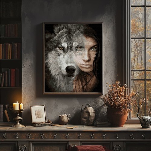 Oh Art! Wandbild Wölfe 40x50cm Leinwand Malen nach Zahlen Erwachsene mit Rahmen - Bild 5 von 10