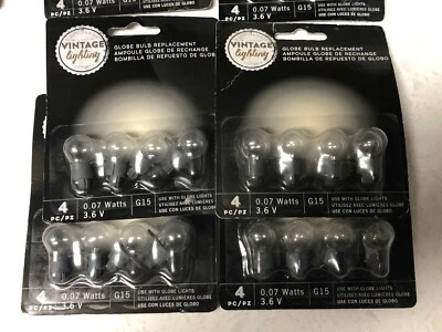 NEW 4 Cleveland OH Vintage Lighting GLOBE BULB REPLACEMENT 4 PC 3.6V G 15 CLV127 - Image 1 of 2