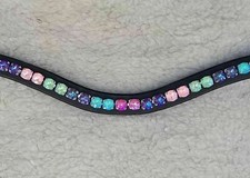 Adams-Tack New Arrival  Multi Rainbow 8 mm Wave Leather Horse Brow band