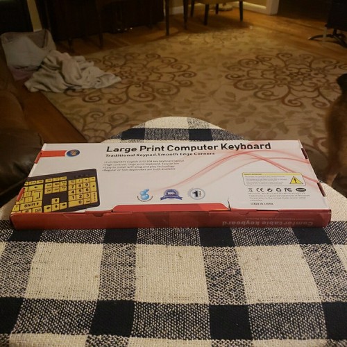 Large Print Computer Keyboard Yellow Easy To See Traditional USB Waterproof - Picture 7 of 8