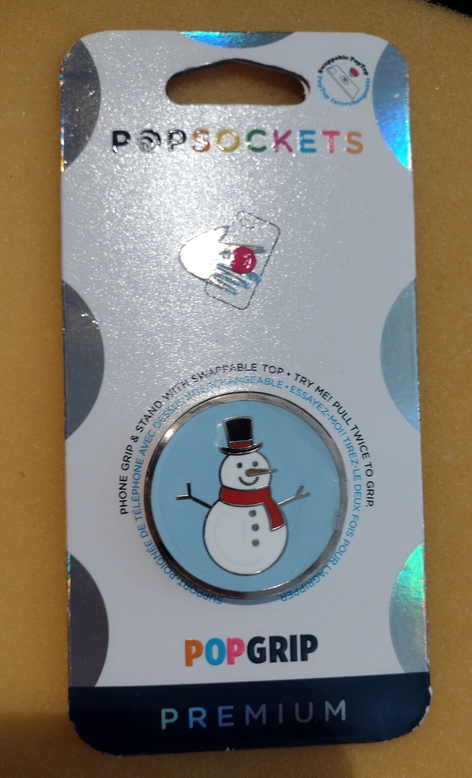 PopSocket PopGrip Premium -ENAMEL SNOWMAN- Phone Grip Holder & Stand- Winter NEW-image