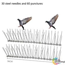 10x 25/50cm Bird Spikes Stainless Steel Base, Pigeon Spikes for Roofs Deterrent~
