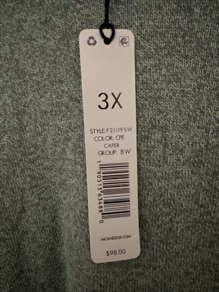 NWT Women’s Nic + Zoe Olive Green Cotton Blend Long Sleeve Sweater Size 3X - Image 2 of 4