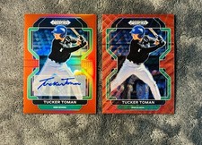 Tucker Toman 2022 Prizm Draft Picks Red Holo Auto SSP /50 & Red Wave Parallel