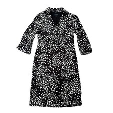 Tahari ASL Faux Wrap Dress Abstract Print Brown Ivory V Neck 8 Office