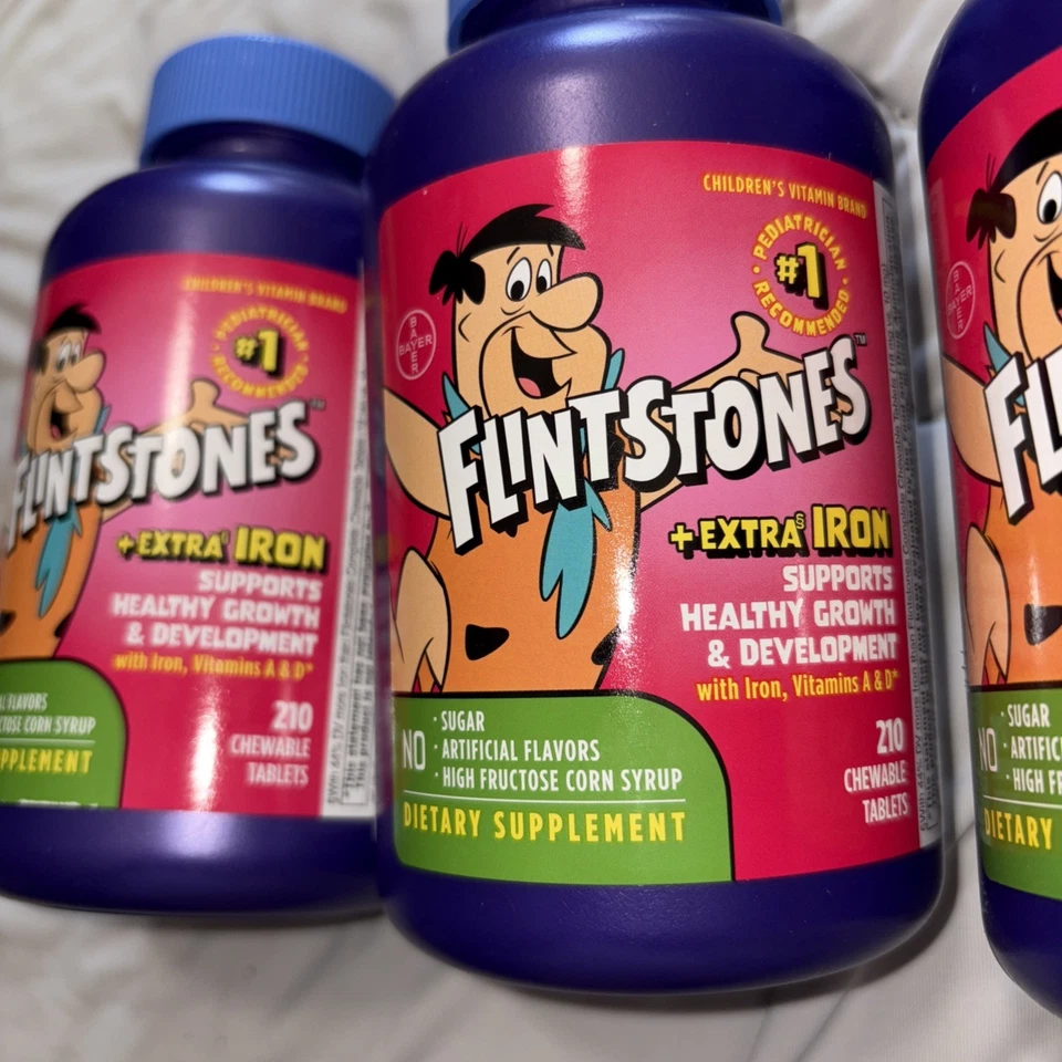 3 X Comprimidos Masticables Multivitamínicos Picapiedra + Hierro Extra 210 Ct 07/26 (SELLADOS) Foto 3 de 4