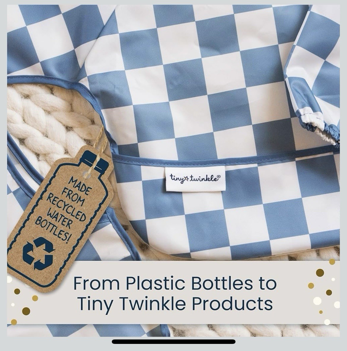 Tiny Twinkle Mess Proof Baby Bib,Waterproof Smock Baby Bib for Eating