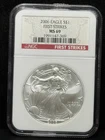 NGC MS69 2006 American Silver Eagle One Dollar Silver Coin -369