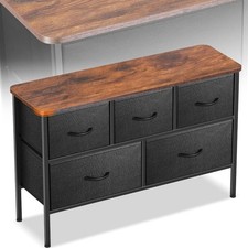 Dresser for Bedroom with 5 Drawers 5 Storage Drawers Organizer Unit Black Curved