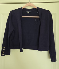 Tommy Hilfiger Women s S Navy Solid Knit Open Front Button Cardigan Sweater