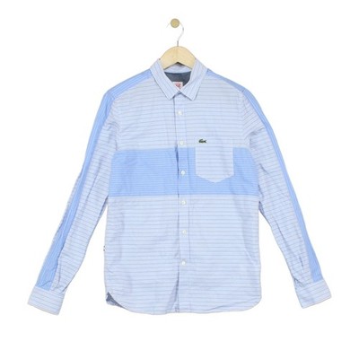 Lacoste Gestreiftes Hemd Herren Größe 39 Blau Langarm Knopfleiste