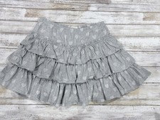 Mini Boden Girls 9-10Y Gray Tiered Hearts Jersey Ruffle Pull on Skort Skirt 140