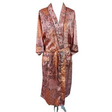World Market Floral Print Tie Belted Waist Robe Kimono Cover Up One Size OS NWT