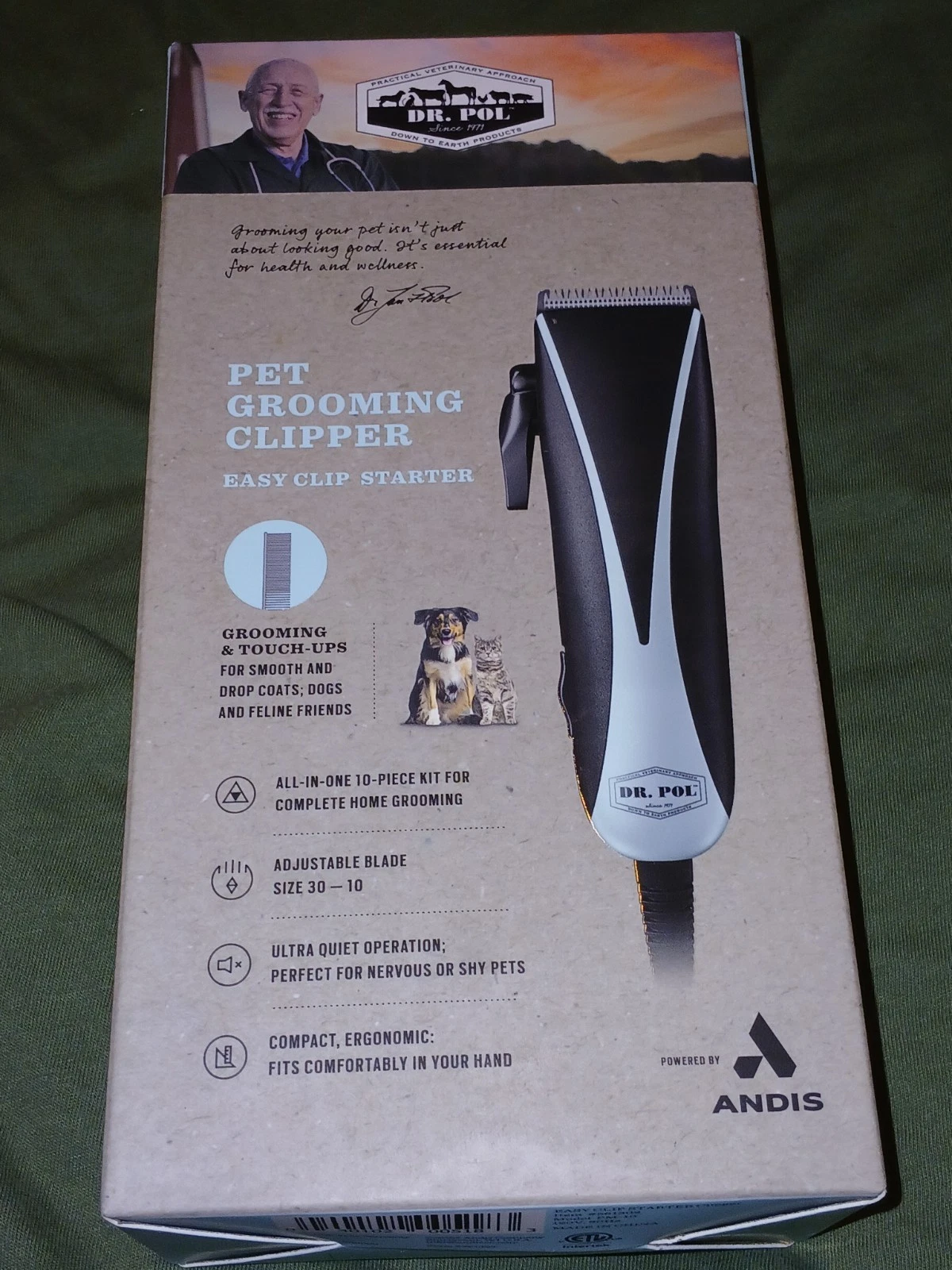DR. POL EASY CLIP PET GROOMING CLIPPERS ANDIS Model: PM-10 NEW