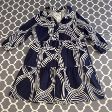 NWT Rachel Zoe Woven Peasant Mini Dress Boho Collared Blue White XL
