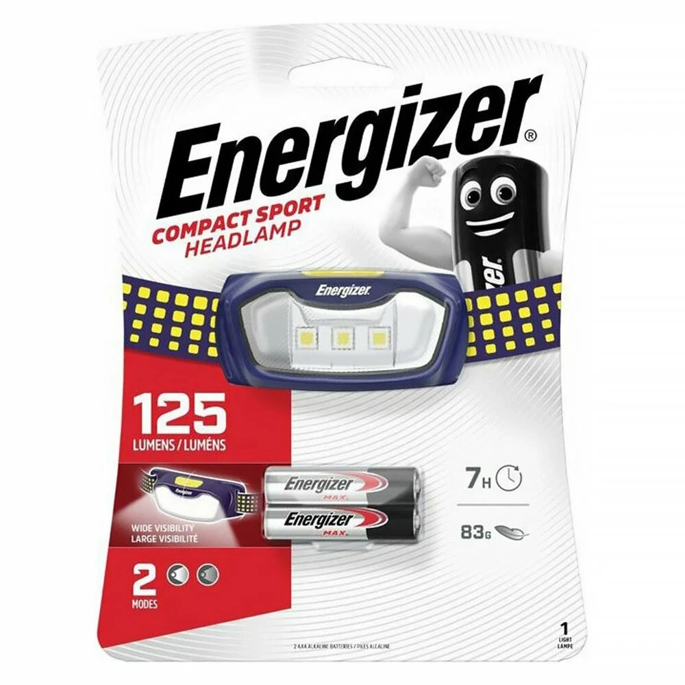 Energizer Compact Sport Headlamp 125 LUMENS Torch Headlight LED 2 Modes