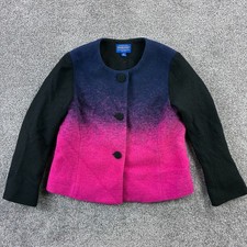 Pendleton Jacket Women's Medium Petite Pink Navy Ombre Wool Blend 3 Button