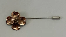 Vintage Bar Brooch Signed Stuart Nye Copper Tone Dogwood Pin