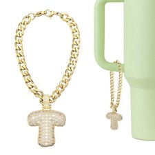 Letter Charm for Stanley Tumbler Cup, Bubble Cute Initial t Letter Charm, Gold