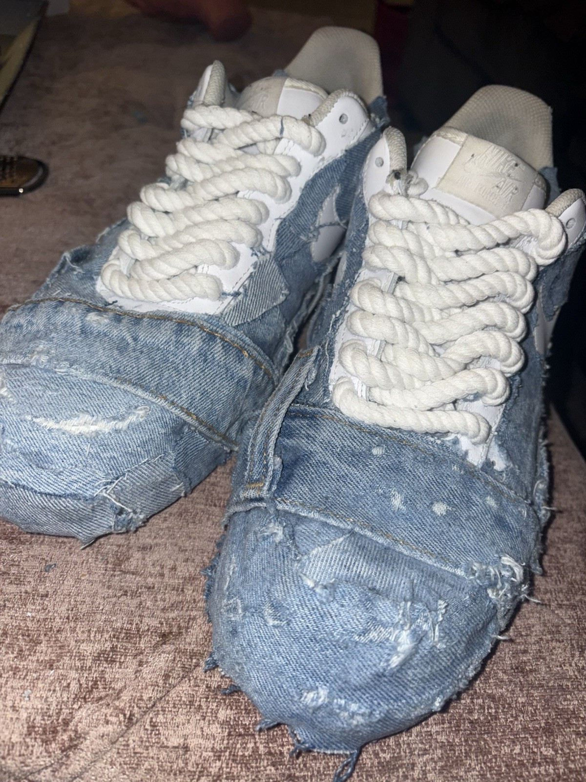 Nike Custom Denim Patchwork Low Top Athletic Snea… - image 6