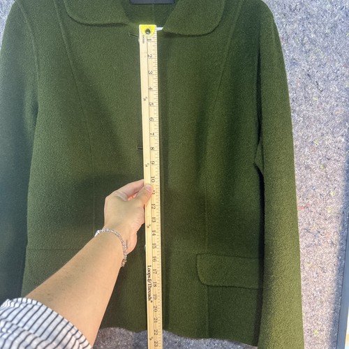 Dana Buchanan Vintage Green Lady Coat Elegant Mod Style Wool Blend Size 10 - Picture 12 of 15