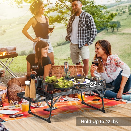 3ft Folding Picnic Table for Grill Outdoor Camping Table Portable Mesh Bag black - Bild 10 von 11