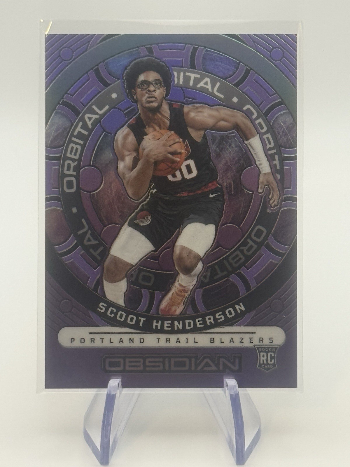 2023-24 Panini Obsidian- Scoot Henderson Rookie Orbital #3 Purple Flood /49 (RC)
