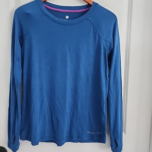 Free Fly Shirt Womens Size M Blue Long Sleeve Performance Bamboo Lightweight 