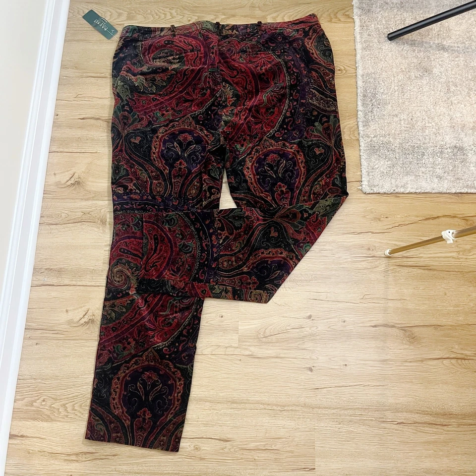 Lauren Ralph Lauren Women's Velvet Paisley Burgundy 90s Size 22W New  - Image 4 of 4