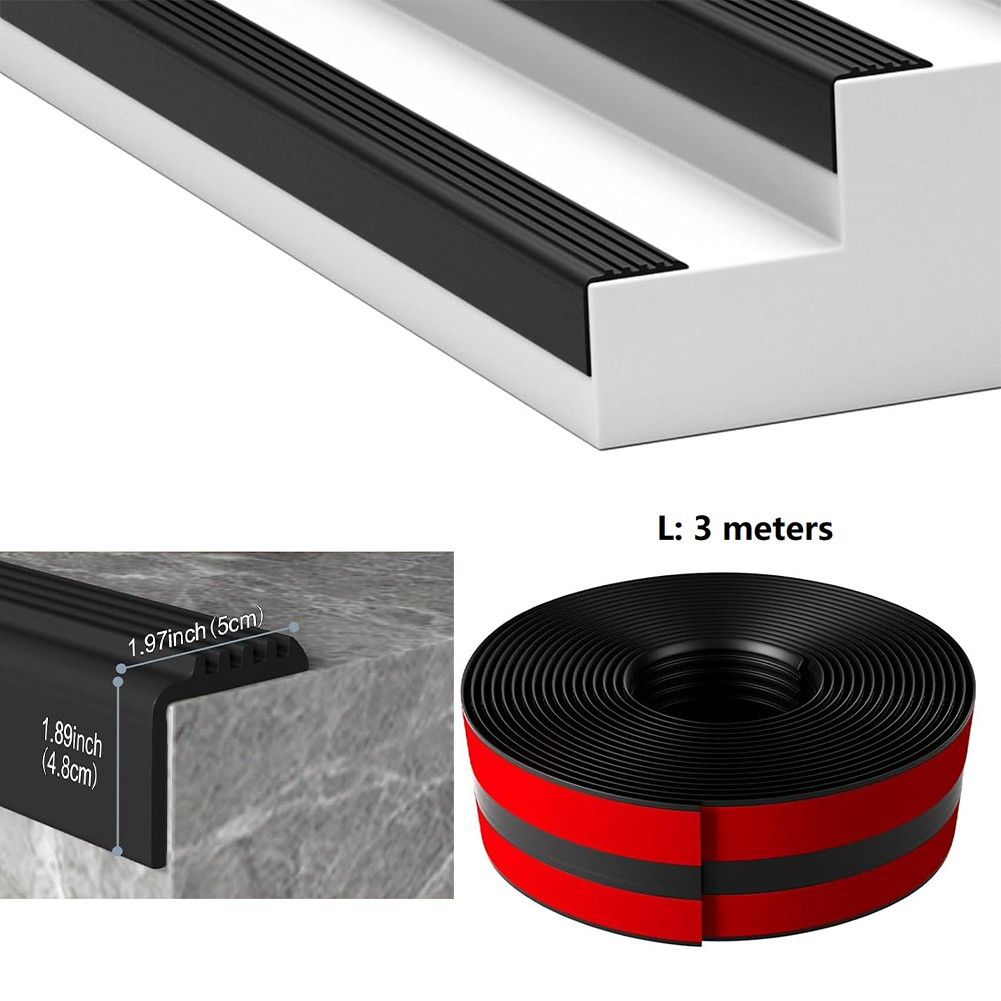 Non Slip Indoor Outdoor Stair Edge Protector 10FT Vinyl Rubber Material |  eBay UK